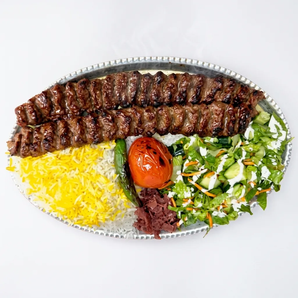 Koobideh Kebab - Persian grilled ground beef and lamb kebab at Lotus House Edmonton